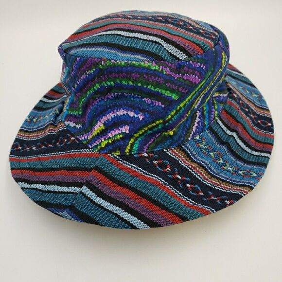 Boho Hippie Bucket Hat Cotton Blue Unisex Lightweight Beach Summer Sun Hat Nepal - Picture 3 of 14